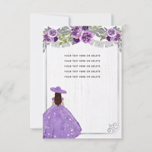 予算フローラパープルシルバーチャラキンセアニェラ ノートカード (裏面)