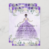 予算フローラパープルプリンセス誕生日キンセアニェラ ノートカード (正面/裏面)