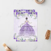 予算フローラパープルプリンセス誕生日キンセアニェラ ノートカード (正面/裏面インサイチュ)