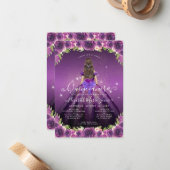 予算フローラパープル金ゴールドプリンセスキンセアニェラ ノートカード (正面/裏面インサイチュ)