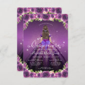 予算フローラパープル金ゴールドプリンセスキンセアニェラ ノートカード (正面/裏面)