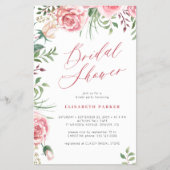 予算フローラピンクのスクリプトブライダルシャワーの招待 チラシ (正面)