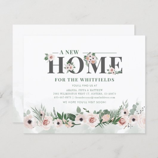 予算フローラピンクの新住所の引越し告知 (正面/裏面)