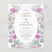 予算フローラピンクウォーターカラー結婚式招待状 (正面)