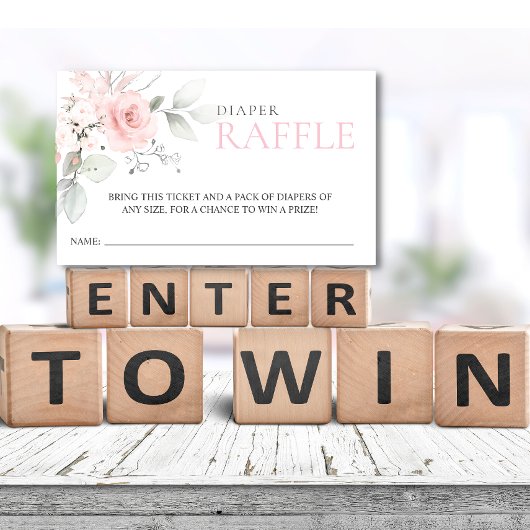 予算フローラピンクガールおむつラッフルチケット 名刺