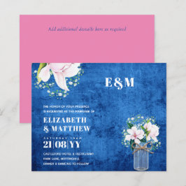 予算フローラピンクマグノリアス緑の結婚式の招待