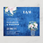 予算フローラピンクマグノリアス緑の結婚式の招待 (正面)