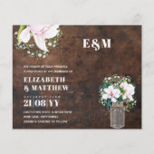 予算フローラピンクマグノリアス緑の結婚式の招待 (正面)