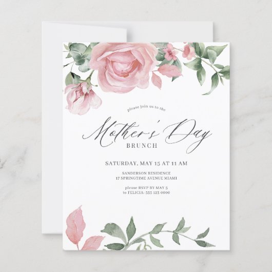 予算フローラピンクマザーズデイブランチの招待状 (正面)