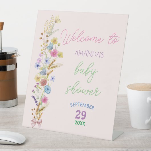 予算フローラピンク赤ちゃんシャワー歓迎サイン 台座サイン (インサイチュ)