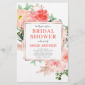 予算フローラピーチブライダルシャワー招待 (正面)