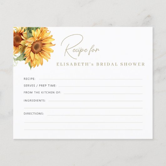 予算フローラブライダルシャワーレシピカード (正面)