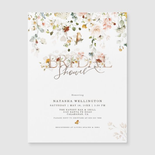 予算フローラブライダルシャワー磁気招待状 (正面)