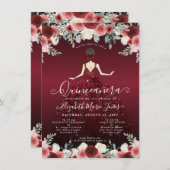 予算フローラブルガンディガウン誕生日キンセアニェラ ノートカード (正面/裏面)