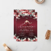 予算フローラブルガンディガウン誕生日キンセアニェラ ノートカード (正面/裏面インサイチュ)