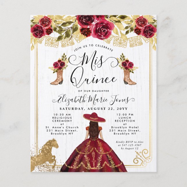 予算フローラブルガンディレッド金ゴールドチャラキンセアニェラ (正面)