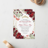 予算フローラブルガンディレッド金ゴールドティアラキンセアニラ ノートカード (正面/裏面インサイチュ)