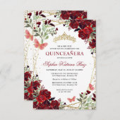 予算フローラブルガンディレッド金ゴールドティアラキンセアニラ ノートカード (正面/裏面)