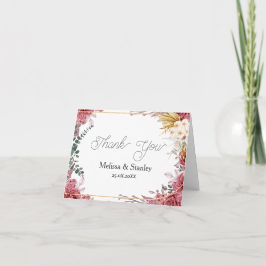 予算フローラブルゴーニュ金ゴールドユーカリ サンキューカード (正面)