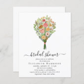 予算フローラブーケブライダルシャワー招待 (正面/裏面)