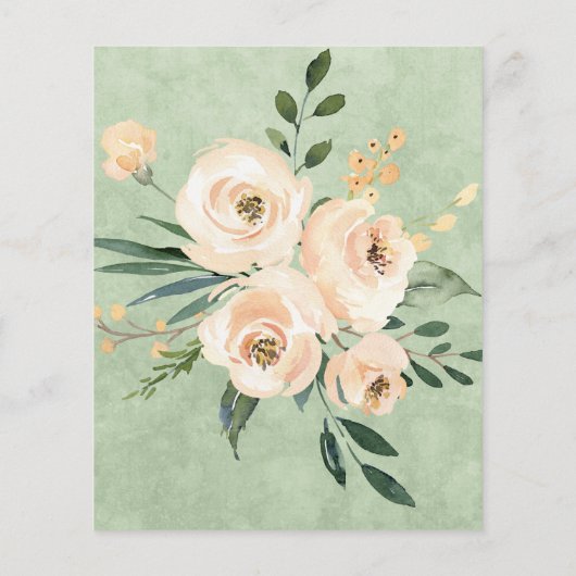 予算フローラベージュ金ゴールドグリーン結婚式招待状 (裏面)