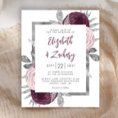 予算フローラメイブピンクシルバーウェディング招待