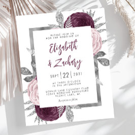 予算フローラメイブピンクシルバーウェディング招待