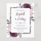 予算フローラメイブピンクシルバーウェディング招待 (正面)