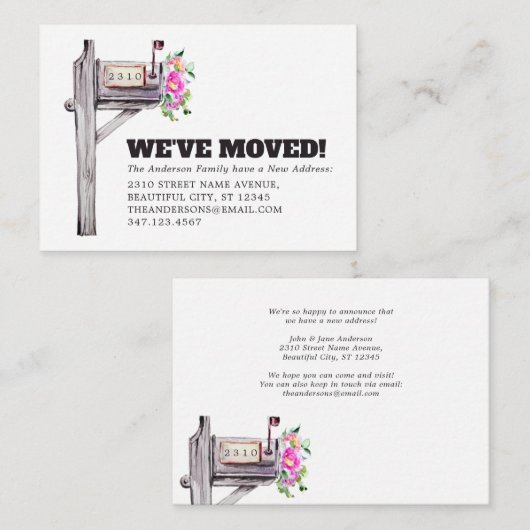 予算フローラメールボックスの新しいホーム移行のお知らせ ノートカード (正面/裏面)