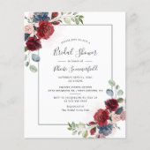 予算フローラユーカリプトゥスブライダルシャワー招待 (正面)