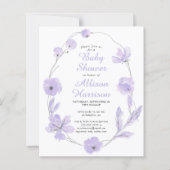 予算フローララベンダーベビーシャワー招待状 (正面)