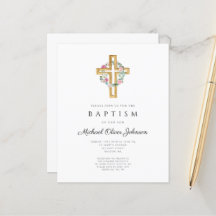 予算フローラリースクロスバプテスマ招待状