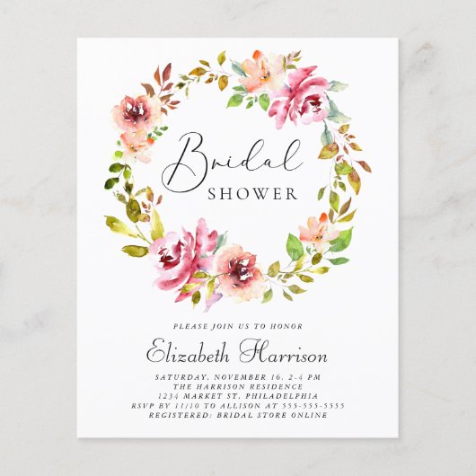 予算フローラリースブライダルシャワー招待 (正面)