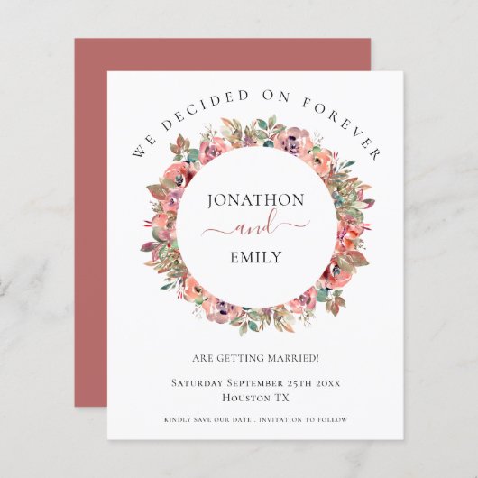 予算フローラリース結婚式日付の保存 (正面/裏面)