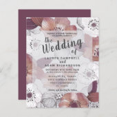 予算フローラレッドパープル結婚式招待状 (正面/裏面)