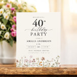 予算フローラワイルドフラワー40th誕生日招待状 チラシ<br><div class="desc">庭祝フローラ書道40歳の誕生日の招待とスタイルで、マイルストーンのイベントに最適。フローラ鮮やかデザインと書エレガント道を取り揃え、お客様のお祝いにお洒落より洗練されたトーンを設定。緑豊かな庭園のテーマは、自然美しいと優雅なタイポグラフィを融合し、時代を超越した魅力的な外観を作り出す。屋外や庭をテーマにした集まりに最適で、この特別な機会の喜びを美しく捉え、40歳の誕生日の祭りに参加するゲストを楽しませる。</div>