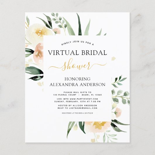 予算フローラ仮想ブライダルシャワー赤面ピンク チラシ (正面)