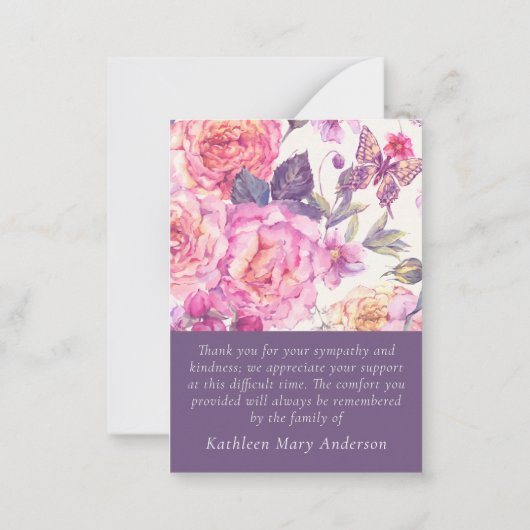 予算フローラ写真葬儀悔やみや弔慰感謝してい ノートカード (裏面)