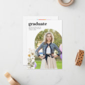 予算フローラ卒業写真の卒業発表 ノートカード (正面/裏面インサイチュ)