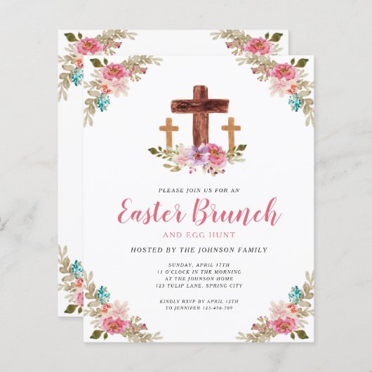 予算フローラ宗教クロスイースターブランチ招待状 (正面/裏面)