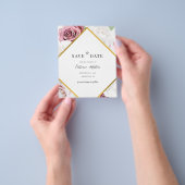 予算フローラ幾何学的バラ金ゴールド保存日付 チラシ (手)