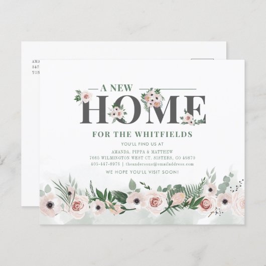 予算フローラ新しい自宅住所の引越し案内 (正面/裏面)