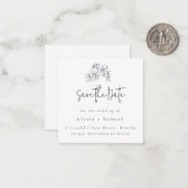 予算フローラ日付の保存結婚式招待状 ノートカード (正面/裏面インサイチュ)