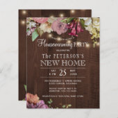 予算フローラ木材引っ越し祝いパーティーパーティの招待状 (正面/裏面)