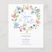 予算フローラ水の色の結婚式の日付を保存 チラシ (正面)