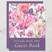 予算フローラ牡丹葬式ゲストブックサイン (正面/裏面)