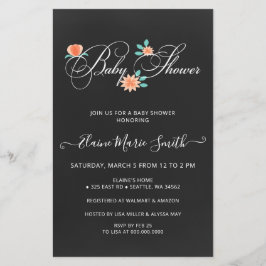 予算フローラ男女兼用ベビーシャワー招待状