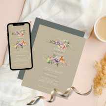 予算フローラ結婚式招待状ボホワイルドフラワー