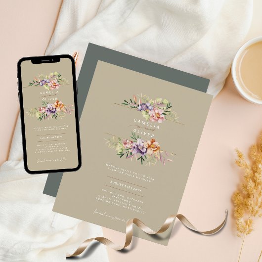 予算フローラ結婚式招待状ボホワイルドフラワー 招待状