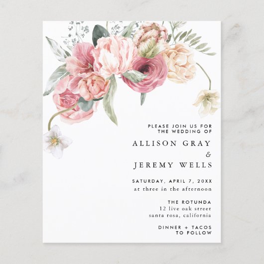 予算フローラ結婚式招待状 |アナベス・フライヤー チラシ (正面)